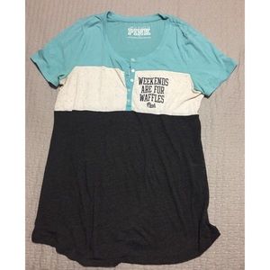 PINK Victoria's Secret Tops - Weekends are for Waffles Sleep Tunic PINK Victoria's Secret Tops - Weekends are for Waffles Sleep Tunic